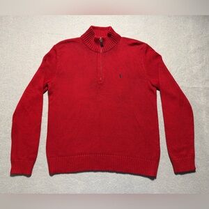 Polo Ralph Lauren 1/4 Zip Sweater Mens Small Red Cotton Pullover Long Sleeve